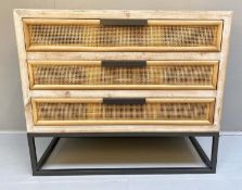 CHEST OF DRAWERS, 1960s Danish style, 69cm H x 81cm W x 41cm D, fitted with three drawers with