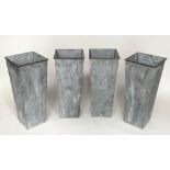 PLANTERS, a set of four, galvanised and graduated stamped 'Covent garden est 1654', 71cm H. (4)