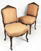 SALON CHAIRS, 94cm H x 57cm W, a pair, Napoleon III rosewood in foliate patterned fabric. (2)