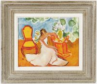 HENRI MATISSE, Femme Assise, signed in the plate, off set lithograph, vintage French frame, 20.5cm x