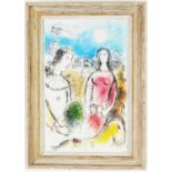 MARC CHAGALL, a pair of off set lithographs, Paris, printed by Maeght, vintage French frames, 33.5cm