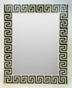 WALL MIRROR, Versace style Greek key inlaid frame, 77cm x 62cm.