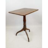 TRIPOD TABLE, Regency mahogany with a rectangular tilt top on turned column base, 73cm H x 56cm W
