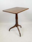 TRIPOD TABLE, Regency mahogany with a rectangular tilt top on turned column base, 73cm H x 56cm W