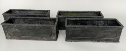 WINDOW BOXES, 17cm H x 50cm W x 17cm D, a set of four, faux lead with Neo Classical embossed detail.
