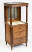 BARBER'S CABINET/WASHSTAND, 148c m H x 48cm W x 41cm closed, Directoire mahogany, circa 1795, with
