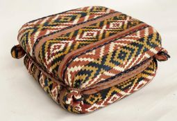 FOOTSTOOL, Antique kilim upholstered with cord detail, 60cm x 60cm x 36cm H.