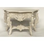 VINE CONSOLE TABLE, Vintage Louis XV style hand carved and traditionally grey painted, 121cm W x39cm