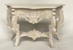 VINE CONSOLE TABLE, Vintage Louis XV style hand carved and traditionally grey painted, 121cm W x39cm