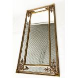 OVERMANTEL, Italian style giltwood and gesso rectangular with marginal plates and beaded frame, 91cm
