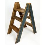 CHAMPAGNE STEPS, hinged A-frame four tread with champagne house insignias, 81cm H x 69cm x 44cm.