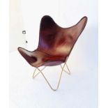 AFTER BONET, FURGHAN AND FERRARI HARDOY BUTTERFLY STYLE CHAIR, 92cm high, 82cm wide, 75cm deep.