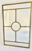 WALL MIRROR, 110cm high, 70cm wide, 1960s French style, gilt metal frame, overlaid glazing.