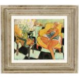 HENRI MATISSE, Jeune femme assise, jaune, off set lithograph, signed in the plate, vintage French