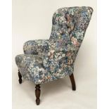 LIBERTY ARMCHAIR, Victorian style with 'Liberty' printed cotton upholstery, 62cm W.