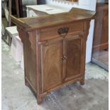 CHINESE SIDE CABINET, 84cm W x 91cm H x 40cm D, elm with drawer and two doors.