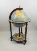 TERRESTRIAL GLOBE DRINKS CABINET, in 18th century style old world map, with rotating top and
