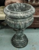 BLACK MARBLE URN ON STAND, 74cm H.