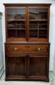 SECRETAIRE BOOKCASE, 110cm W x 45cm D x 188cm H, George III mahogany with two glazed doors,