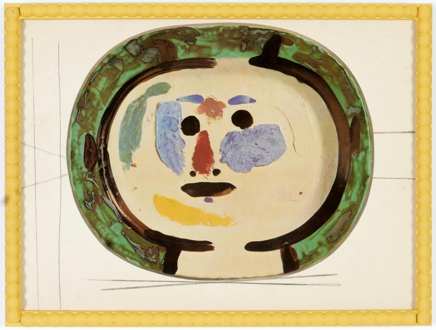 AFTER PABLO PICASSO, quadrichromes, six studies of ceramic plates, hand painted yellow bobbin - Image 5 of 7