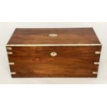 TRUNK, vintage Chinese Export teak and brass bound with rising lid and carrying handles, 90cm W x