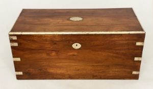 TRUNK, vintage Chinese Export teak and brass bound with rising lid and carrying handles, 90cm W x