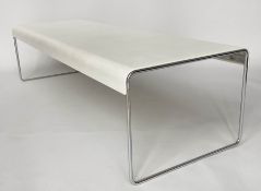 CASSINA LOW TABLE, modernist rectangular lacquered with chrome supports, in the manner of Piero