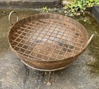 KADAI FIRE BOWL, Indian style design, on stand with grill 46cm x 60cm x 60cm.