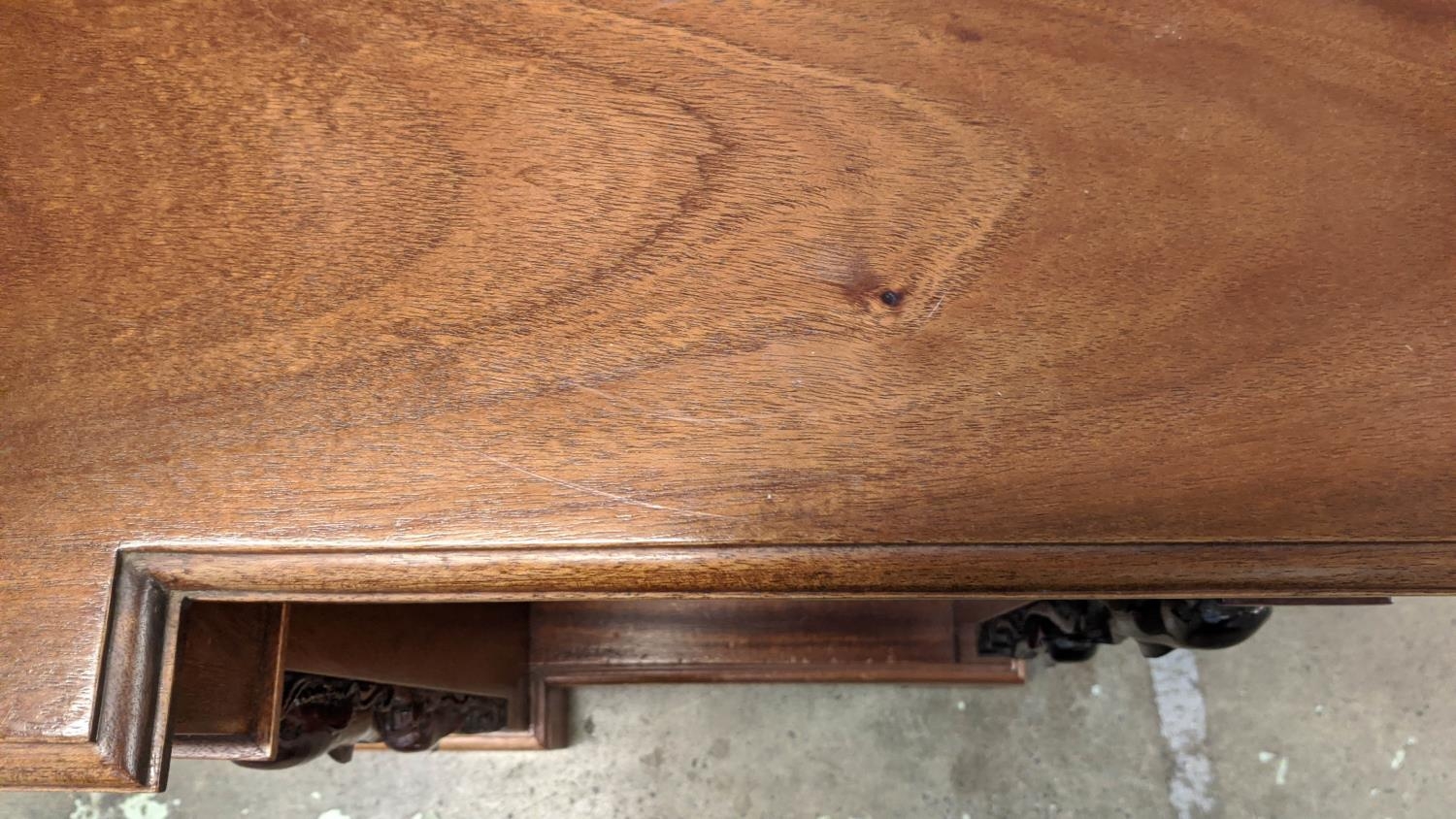 LOW BREAKFRONT BOOKCASE, 33cm D x 76cm H x 155cm W, late 20th century Victorian style mahogany - Image 7 of 7