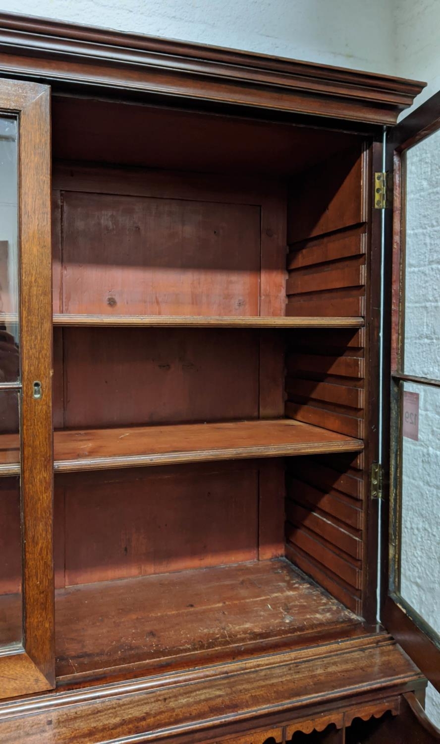 SECRETAIRE BOOKCASE, 110cm W x 45cm D x 188cm H, George III mahogany with two glazed doors, - Image 10 of 11