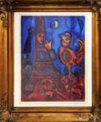 MARC CHAGALL 'Bonjour Paris', lithograph, stamped signature, edition: 5000 - blind stamped