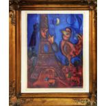 MARC CHAGALL 'Bonjour Paris', lithograph, stamped signature, edition: 5000 - blind stamped