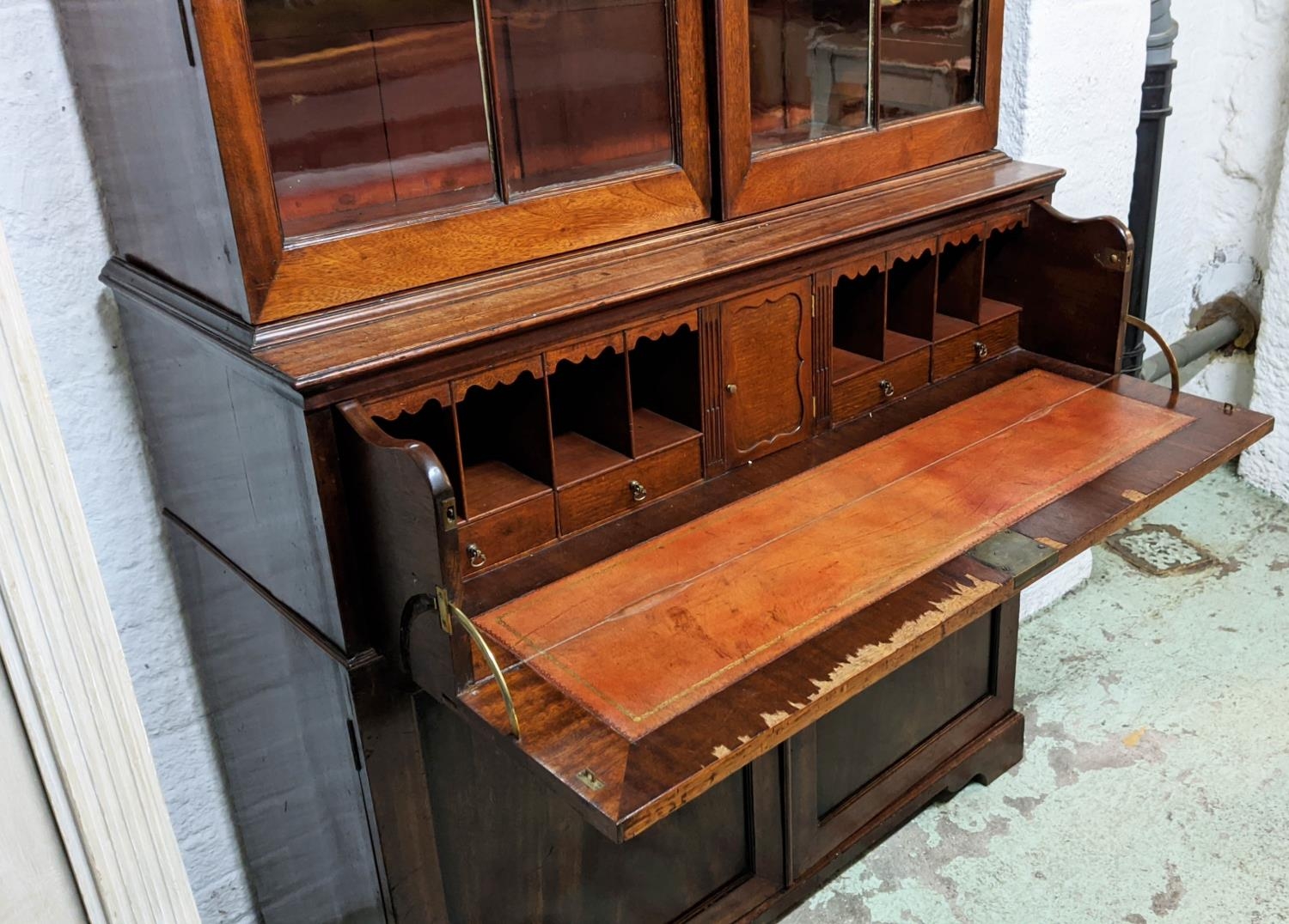 SECRETAIRE BOOKCASE, 110cm W x 45cm D x 188cm H, George III mahogany with two glazed doors, - Image 5 of 11