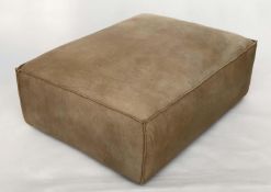 CENTRE STOOL, Nirvana by Timothy Oulton piped mid brown hide leather, 100cm x 80cm x 30cm H.