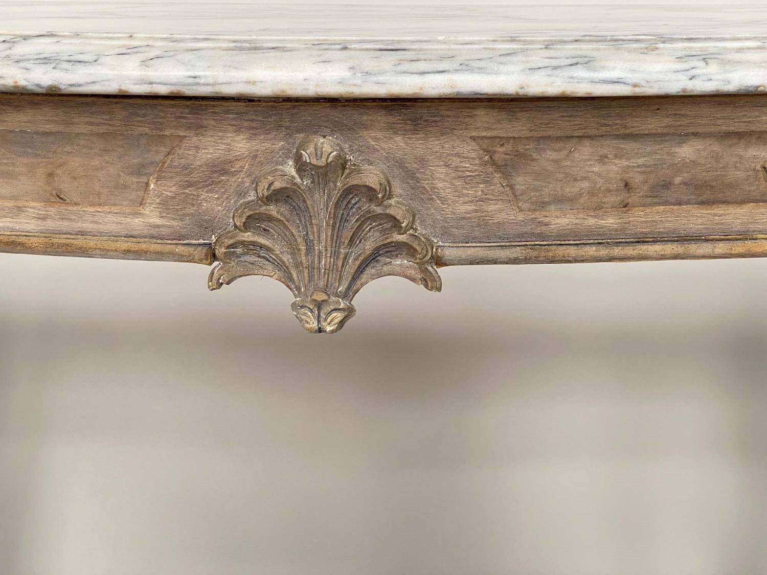 CONSOLE TABLE, French, Louis XV style of serpentine outline with marble top, 110cm W x 76cm H x 45cm - Image 4 of 5