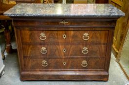 COMMODE, 93cm H x 132cm x 62cm, Louis Philippe mahogany, circa 1840, with grey marble top above four