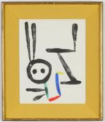 JOAN MIRO, a pair of abstract colour prints, yellow French cadre ancien, 32cm 24.5cm.