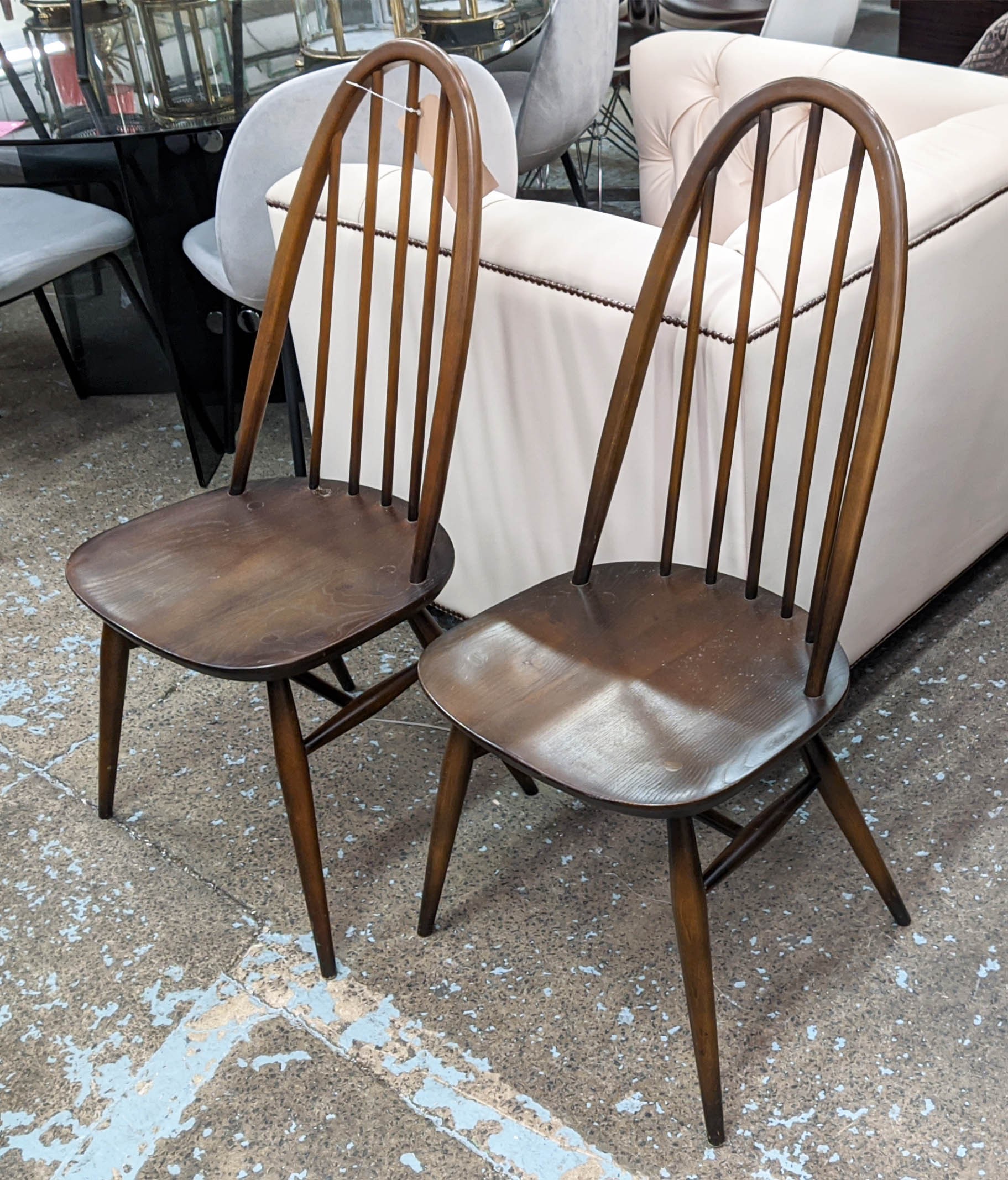 ERCOL QUAKER CHAIRS, a set of eight, 97cm H, vintage 20th century. (8)