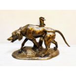 CONTEMPORARY SCHOOL BRONZE OF HOUND, 43cm x 73cm x 32cm