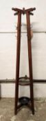 COAT STAND, 191cm H, Country House style with sixteen hooks, four hat hooks and central umbrella