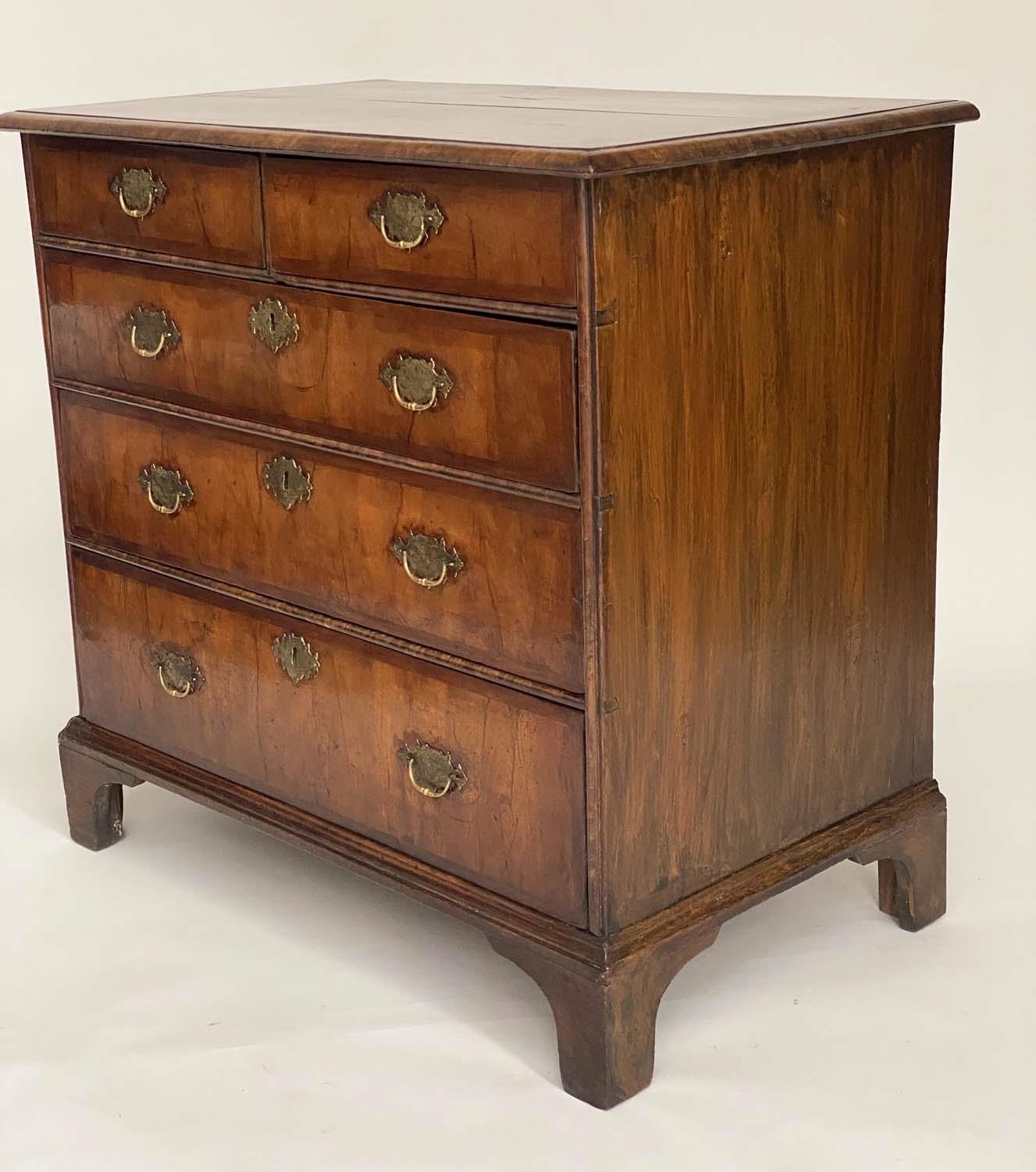 CHEST, early 18th century English Queen Anne figured walnut and crossbanded with two short above - Image 3 of 8