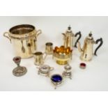 QUANTITY OF SILVER AND PLATE, including a silver candlestick by Hawksworth, Eyre and Co Ltd,