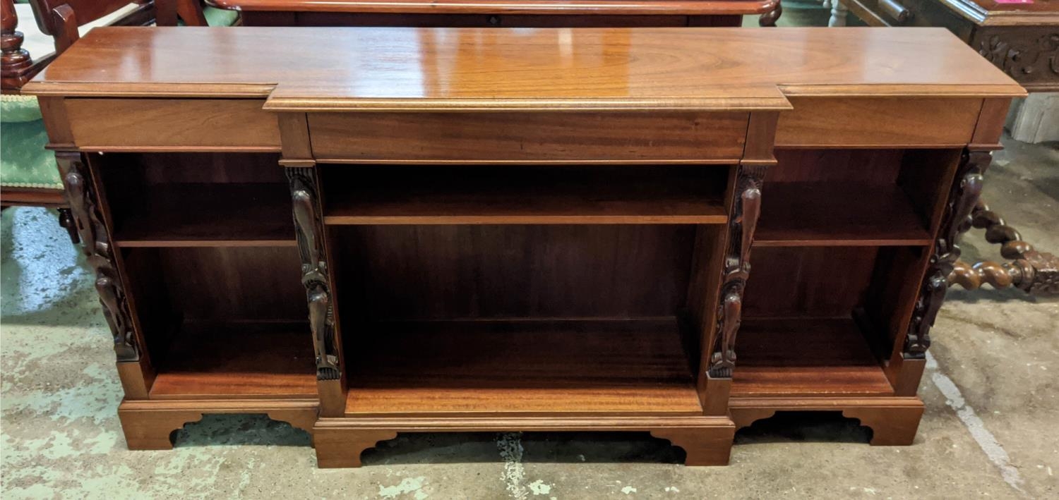 LOW BREAKFRONT BOOKCASE, 33cm D x 76cm H x 155cm W, late 20th century Victorian style mahogany - Image 2 of 7