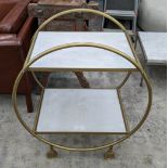 COCKTAIL TROLLEY, 75cm x 52cm x 85cm, 1960s French style, gilt metal and marble.