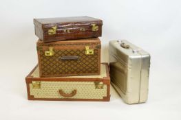 SUITCASES, four, including a Juschi suitcase, a vintage zero halliburton aluminium case, a Joseph
