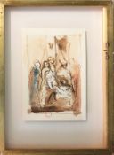 PAUL CONTE (b.1947), 'Descent from the cross', watercolour, signed and stamped, framed.
