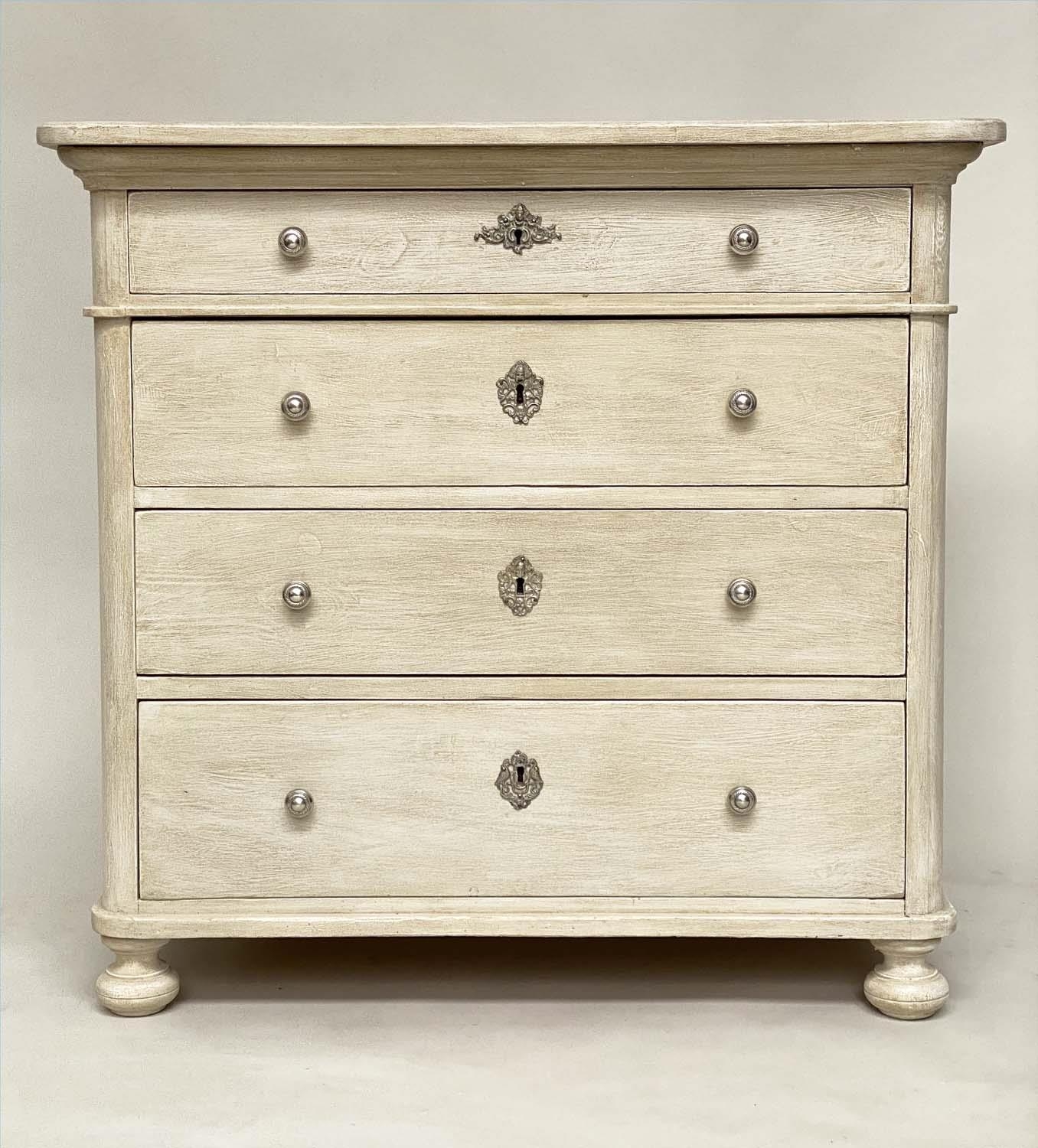COMMODE, 19th century French Napoleon III traditionally grey painted and silvered metal mounted with