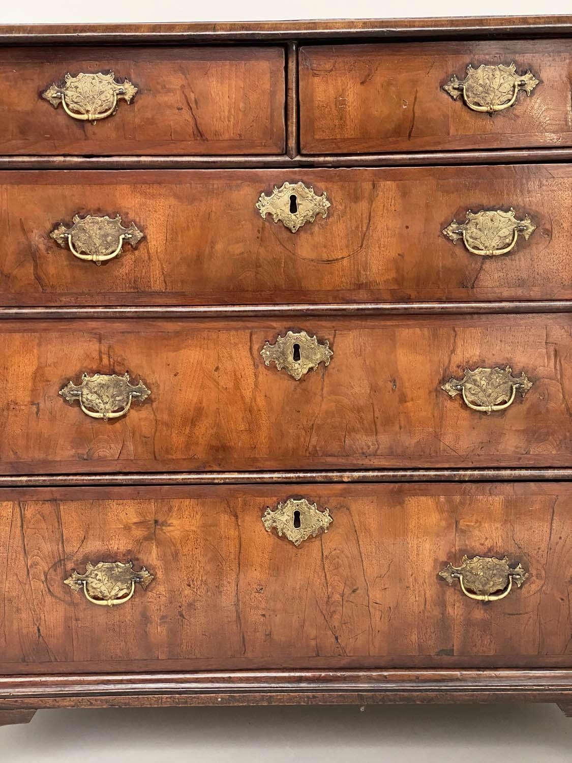 CHEST, early 18th century English Queen Anne figured walnut and crossbanded with two short above - Image 6 of 8