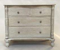 COMMODE, 19th century French traditionally grey painted with two short and two long drawers and