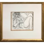 MARCEL GROMAIRE (1892-1971), 'NUDE STUDY', PEN AND INK, 23CM X 30CM, SIGNED, FRAMED.